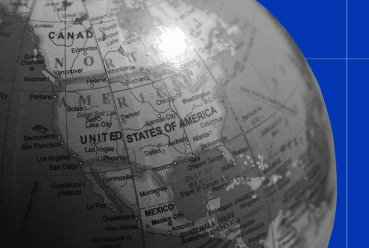 Globe centered on North America, symbolizing the U.S. and Canada coverage of REC tracking systems.